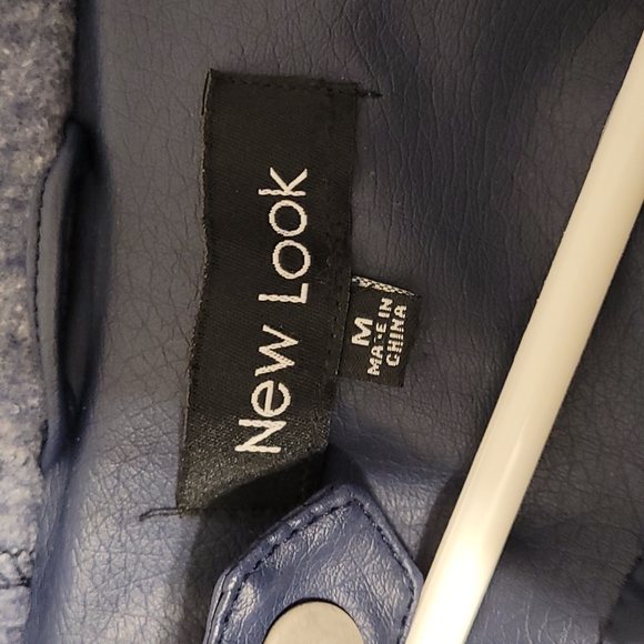 Blue faux leather hooded jacket - Picture 3 of 3